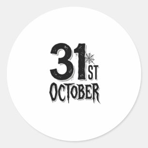 Vintage 31st October Halloween Typography Design_1 Classic Round Sticker