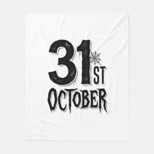 Vintage 31st October Halloween Typography Design_1 Fleece Blanket