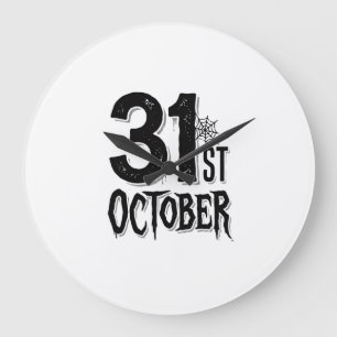 Vintage 31st October Halloween Typography Design_1 Large Clock