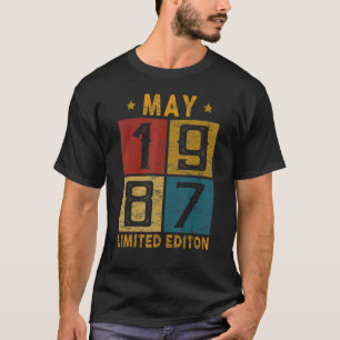 Vintage 35th Birthday May 1987 Born In 1987 35 Yrs T-Shirt