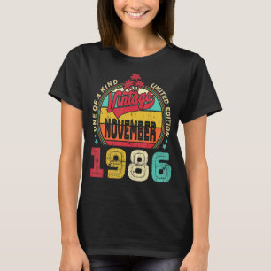 Vintage 36th Birthday Awesome Since November 1986 T-Shirt
