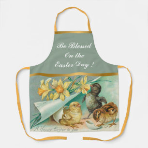 Vintage 3 Chickens Easter Holiday Apron