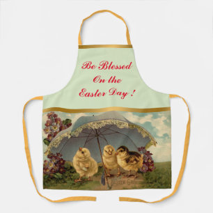 Vintage 3 Chickens Easter Holiday Apron