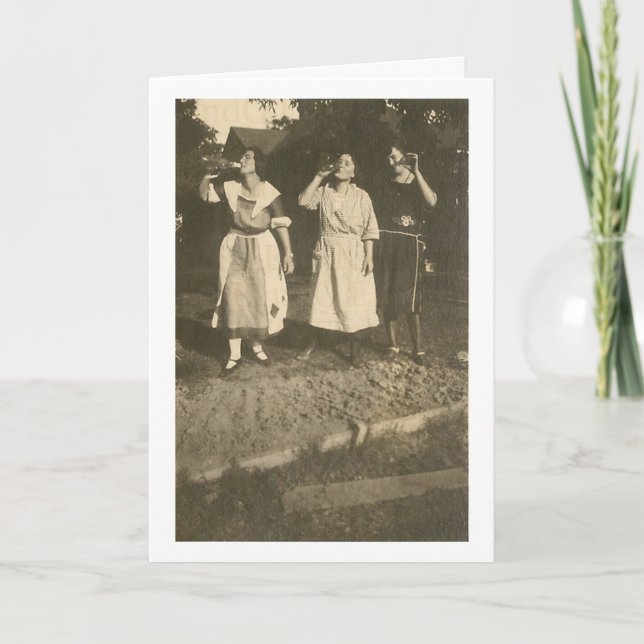 Vintage - 3 Women Chugging from Bottles, Card (Front)