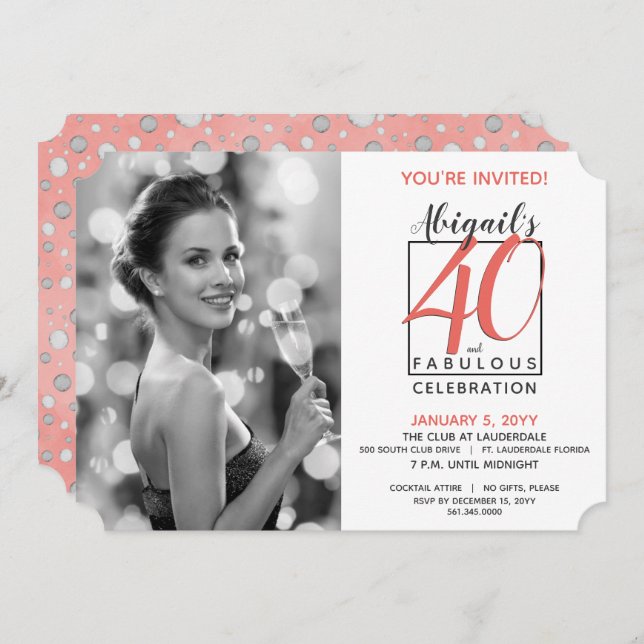 Vintage 40 and Fabulous Any Number Birthday Invitation (Front/Back)