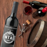 Vintage 40th 50th 60th 70th 80th 90th Birthday Wine Label<br><div class="desc">Vintage Birthday Wine Label | Editable Milestone Bottle Label | Aged to Perfection Custom Gift (Any Age) 🍷 Celebrate their vintage year in style! Mark a milestone birthday with this editable “Aged to Perfection” wine bottle label from The Arty Apples. Featuring a classic black background, bold white text, and a...</div>