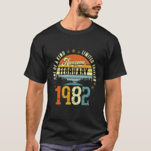 Vintage 40th Birthday Awesome Since February 1982 T-Shirt
