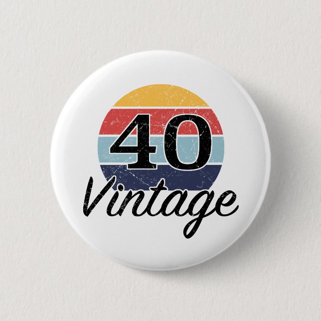 Vintage 40th Birthday Sunset 6 Cm Round Badge (Front)