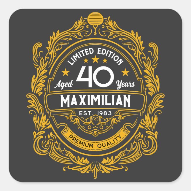 Vintage 40th Birthday Whiskey Label With Your Name (Front)