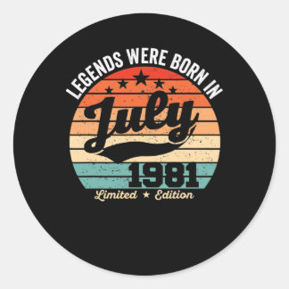 Vintage 41th Birthday Legends Were Born In July Classic Round Sticker