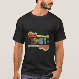 Vintage 43rd Birthday Retro Guitar Lover January 1 T-Shirt