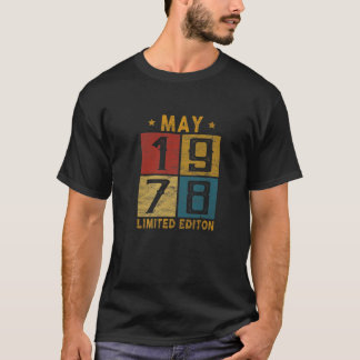 Vintage 44Th Birthday May 1978 Born In 1978 44 Yrs T-Shirt