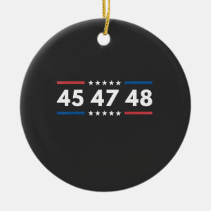 Vintage 45 47 48 Trump 2024 USA Flag President Ceramic Ornament
