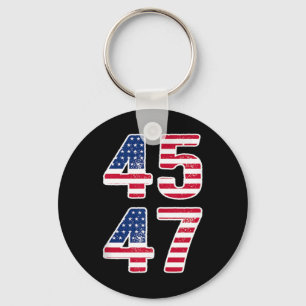 Vintage 45 47 Squared Trump 2024 Election Gift Men Key Ring