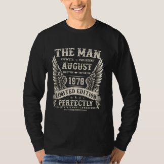 Vintage 46 Year Old Gifts For Men August 1978 46th T-Shirt