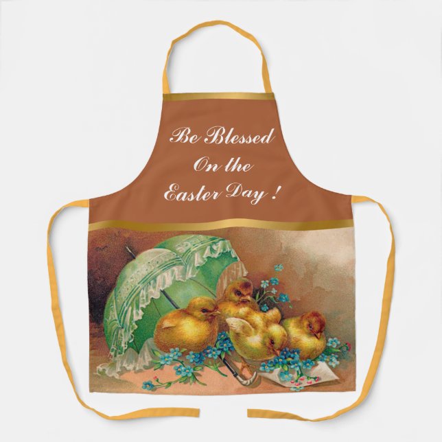 Vintage 4 Chickens Easter Holiday Apron (Front)