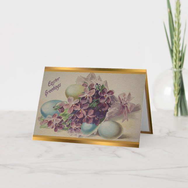 Vintage 4 Eggs Easter Holiday Folded Cards (Front)