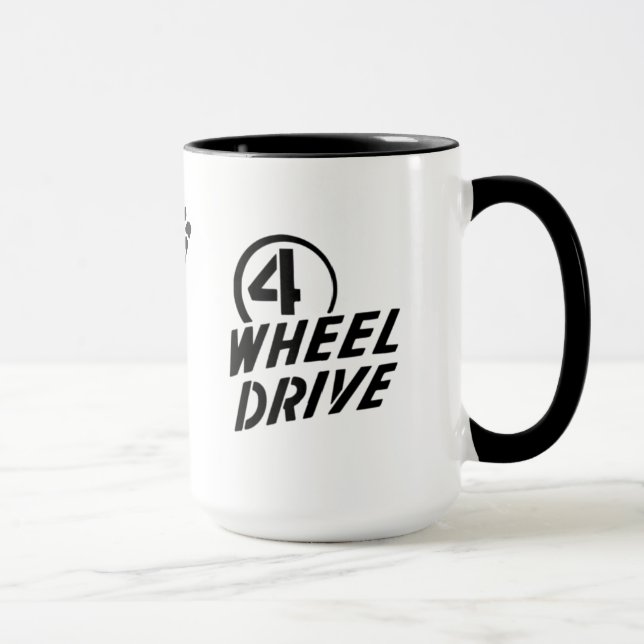 Vintage 4 wheel drive tire track two tone mug (Right)