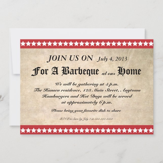 Vintage 4th of July Barbeque Invitation (Front)
