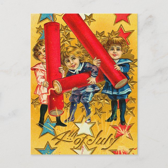 Vintage 4th of July Fireworks Postcard (Front)