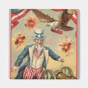 Vintage 4th of July Fireworks with Uncle Sam Magnet
