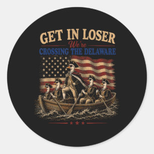 Vintage 4th Of July Get In Crossing The Delaware Classic Round Sticker