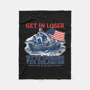 Vintage 4th of july get in crossing the delaware fleece blanket