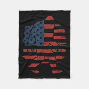 Vintage 4th Of July Men Women Sasquatch Patriotic Fleece Blanket