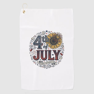 Vintage 4th of July Patriotic Sunflower Shirt Desi Golf Towel