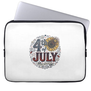 Vintage 4th of July Patriotic Sunflower Shirt Desi Laptop Sleeve