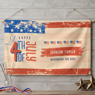 Vintage 4th of July Patriotic USA Independence Day Banner