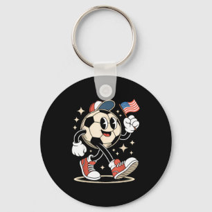 Vintage 4th Of July Soccer Ball Funny Retro Usa Bo Key Ring