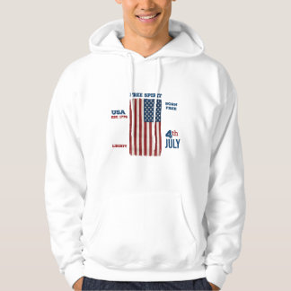 Vintage 4th of July USA Flag Free Spirit Patriotic Hoodie