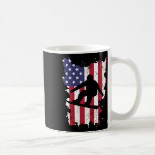 Vintage 4th Of July Usa Flag Snowboarding Snowboar Coffee Mug