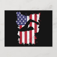 Vintage 4th Of July USA Flag Swimming Swim Swimmer
