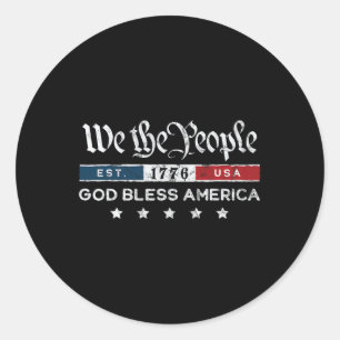 Vintage 4th Of July - We The People Usa God Bless Classic Round Sticker