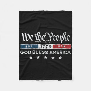 Vintage 4th Of July - We The People Usa God Bless  Fleece Blanket