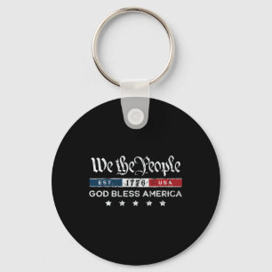 Vintage 4th Of July - We The People Usa God Bless  Key Ring