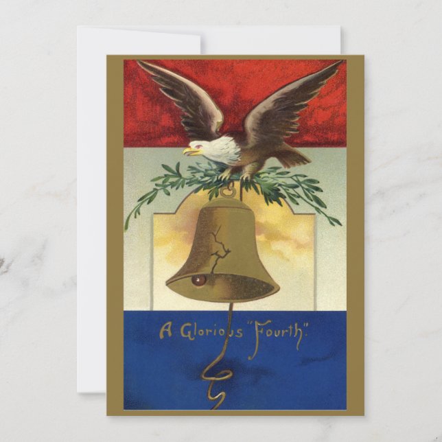 Vintage 4th of July with Eagle and Liberty Bell Card (Front)