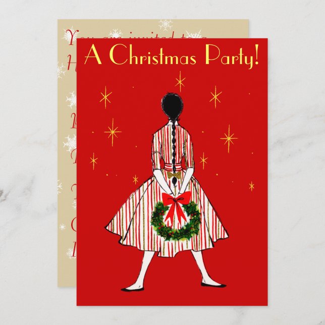 Vintage 50s Christmas Girl Invitation (Front/Back)