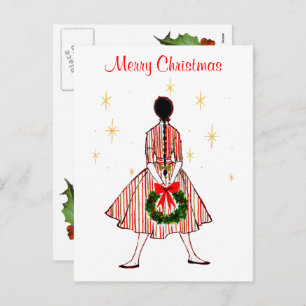 Vintage 50s Christmas Girl Vintage Postcard