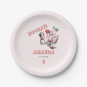 Vintage 50s Classic Simple Children Birthday Party Paper Plate