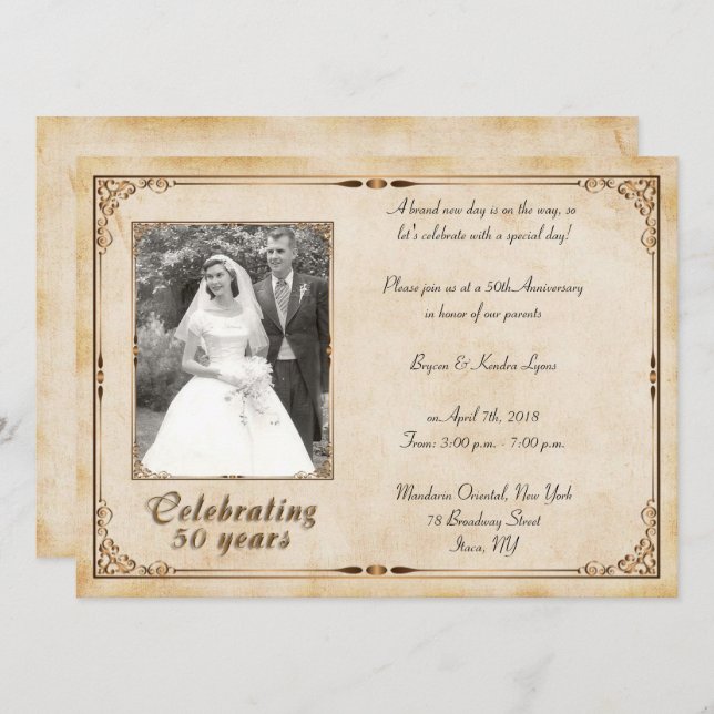 Vintage 50th Anniversary Celebration Invitation (Front/Back)