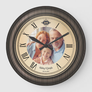 vintage 50th anniversary roman numerals wooden large clock