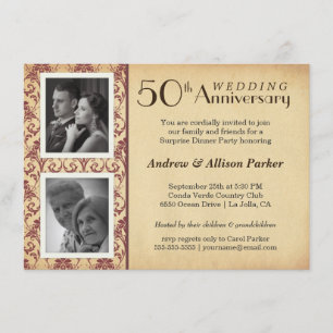 Vintage 50th Anniversary Two Photos Invitation