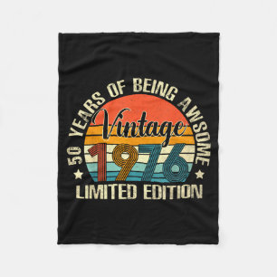 Vintage 50th Birthday Decorations 1976 50 Year Old Fleece Blanket