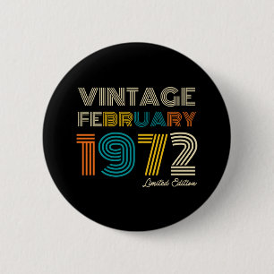 Vintage 50th Birthday February 1972 6 Cm Round Badge
