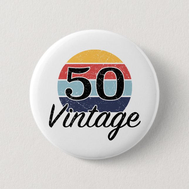 Vintage 50th Birthday Sunset 6 Cm Round Badge (Front)