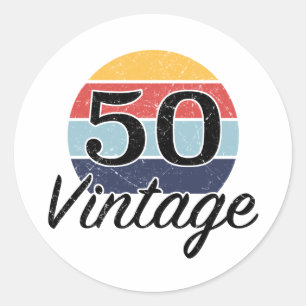 Vintage 50th Birthday Sunset Classic Round Sticker