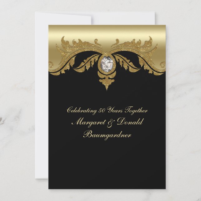 Vintage 50th Golden Wedding Anniversary Invitation (Front)